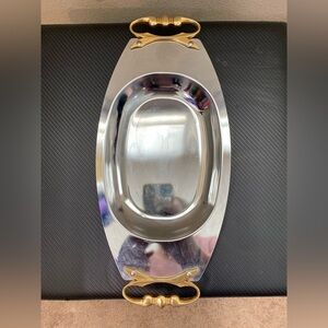 Sophisticated Silver and Gold Oval Tray